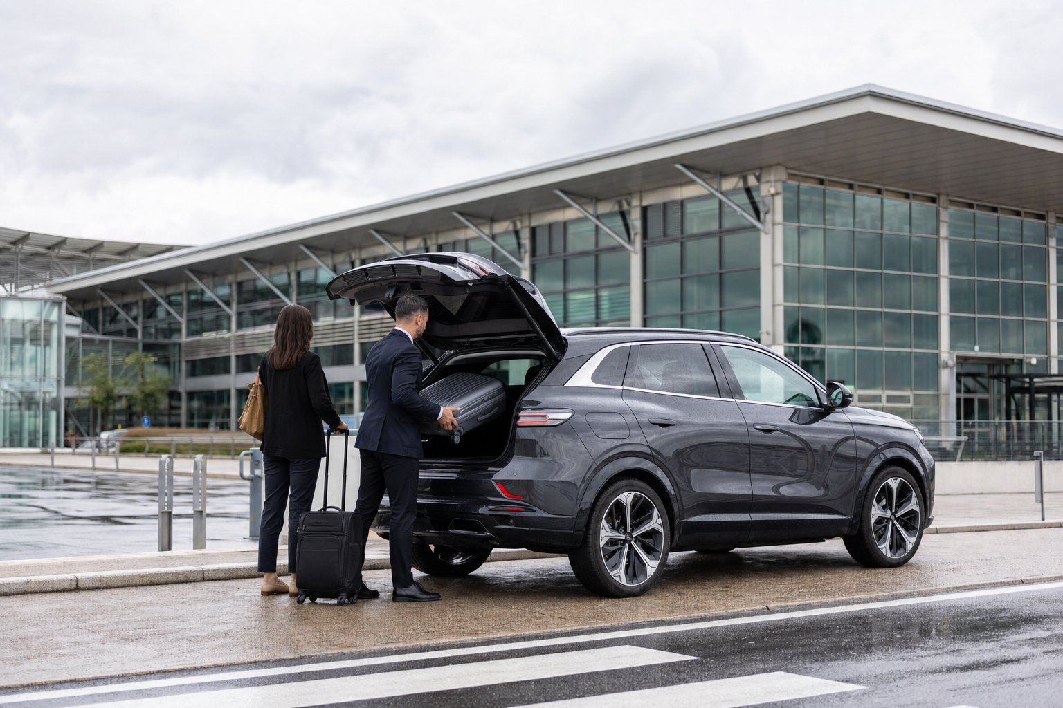 Navette VTC vers l'aéroport de Metz-Nancy-Lorraine — chauffeur privé et véhicule électrique premium au terminal