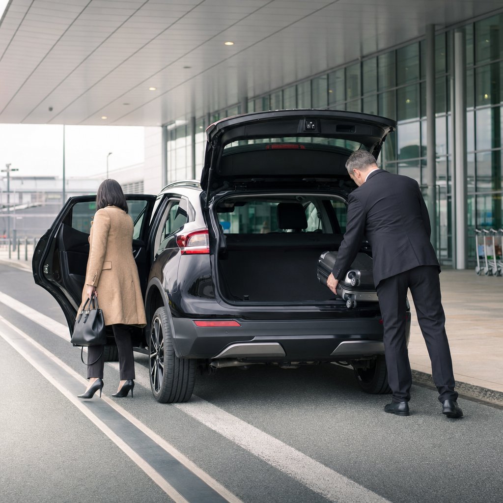 Navette porte-à-porte vers l'aéroport de Luxembourg-Findel : dépose des bagages au terminal départs